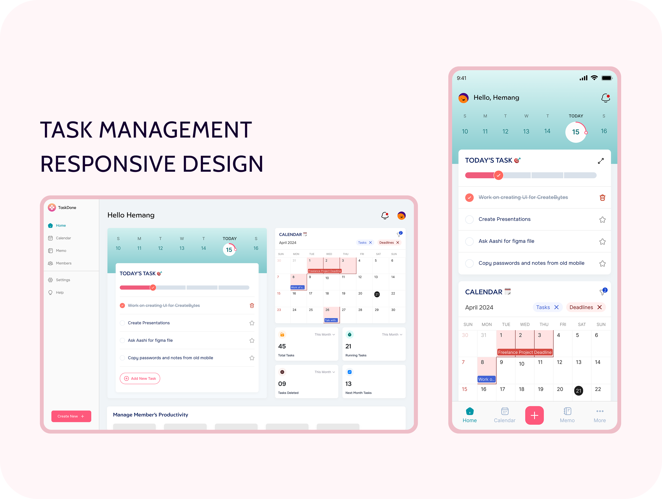 Task Management — responsive design